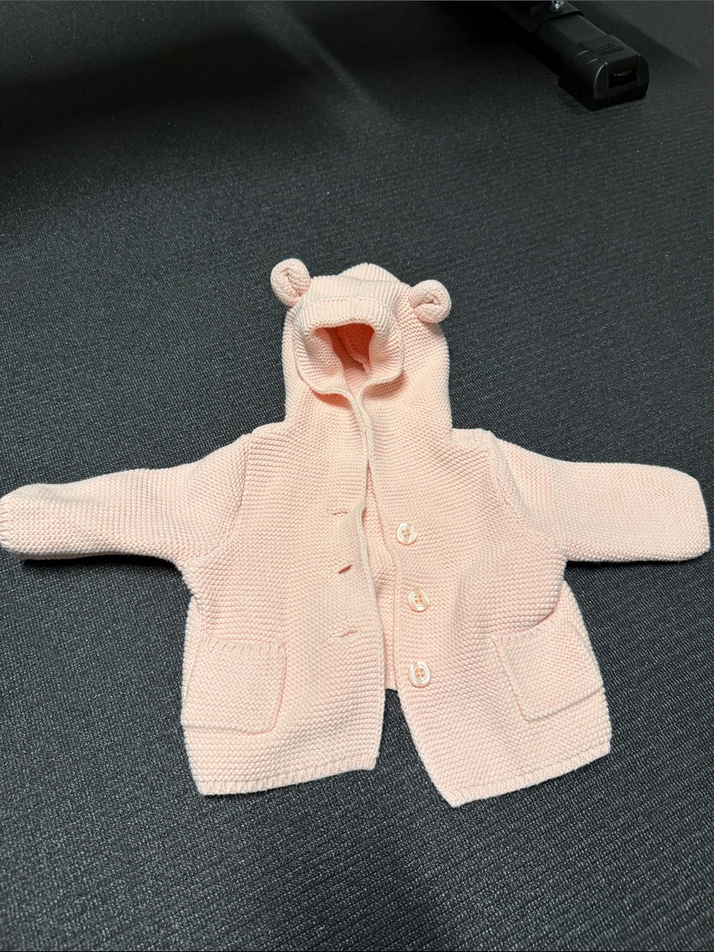 GAP Baby Hooded Knit Cardigan in Pale Pink with Bear Ears